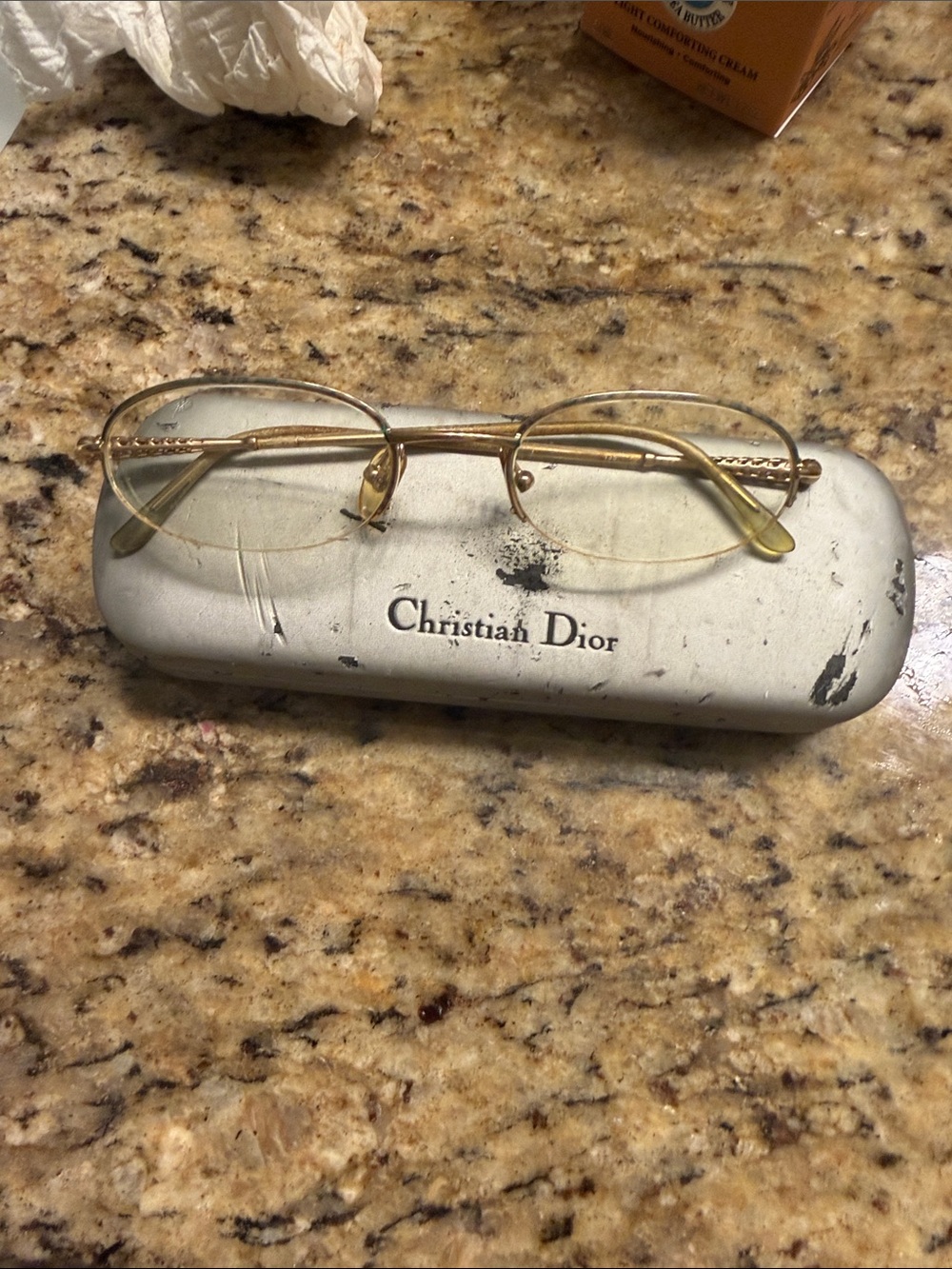 Vintage Christian Dior Gold Rimless Oval Women's Glasses